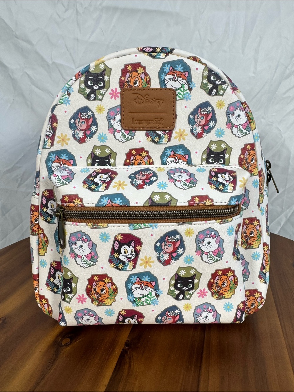 Loungefly Cream Mini Backpack with Multi-Color Cat Icons